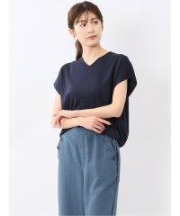m.f.editorial/エムエフエディトリアル m.f.editorial 快適機能 無地 フレンチ袖 Vネックニット/508286119