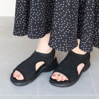 HS/エイチエス HS 【厚底スポサン】キラキラ ニット 厚底サンダル/508286167
