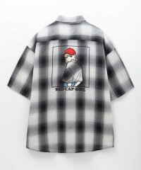 MAC HOUSE/マックハウス Mac－House ルーズサイズバックイラストオンブレーチェック半袖シャツ/508286359