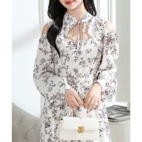 Lace Ladies/レースレディース Lace Ladies 花柄 襟付き オフショル風 デザイン ロング ワンピース/508286428