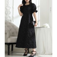 Lace Ladies/レースレディース Lace Ladies フラワー ジャガード パフスリーブ フレア ワンピース/508286445