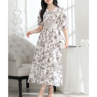 Lace Ladies/レースレディース Lace Ladies フラワー プリント Vネック フリル ワンピース/508286452