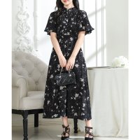 Lace Ladies/レースレディース Lace Ladies 花柄 スタンドカラー タック ケープスリーブ ワンピース/508286464