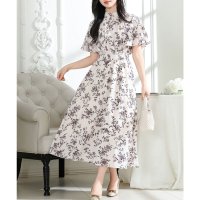 Lace Ladies/レースレディース Lace Ladies 花柄 スタンドカラー タック ケープスリーブ ワンピース/508286464