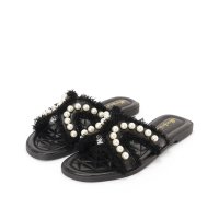 Lace Ladies/レースレディース Lace Ladies パール フリンジ フラット スライド サンダル/508286473