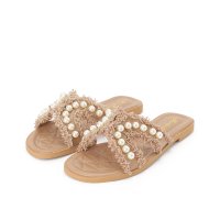 Lace Ladies/レースレディース Lace Ladies パール フリンジ フラット スライド サンダル/508286473