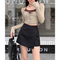 Lace Ladies/レースレディース Lace Ladies ソリッドカラー ラップ風 ハイウエスト ショート丈 スカパン/508286562