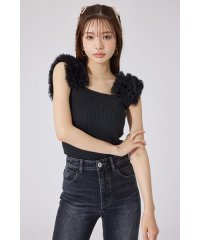 rienda/ショルダーチュールコンビニットトップス/508287422