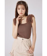 rienda/ショルダーチュールコンビニットトップス/508287422