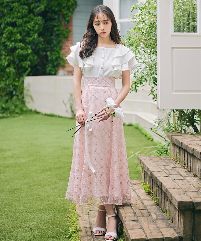 PINK HOUSE 花柄ロングスカート ピンクハウス PINK HOUSE ボトムス ロングスカート レッド