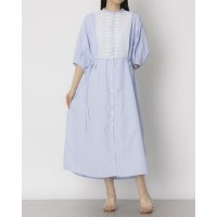 STYLEBLOCK/スタイルブロック STYLEBLOCK ストライプ×レース切替バンドカラーシャツワンピース/508275183