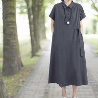 ica/アイカ ica ワンピース マタニティ ウェア 授乳服 授乳 産後 Aライン ミモレ ロング ミモレ丈 ロング丈 半袖 コットン 綿 涼しい 前開き 半開き ゆ/508290856