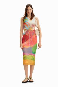Desigual/デシグアル Desigual トロピカルマルチカラーのミディ丈ワンピース/508290957