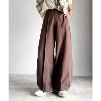 Classical Elf/クラシカルエルフ Classical Elf ゆるっとキメる、タックで魅せる。裾ドロスト入り前後タックワイドパンツ/508291082