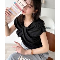 Classical Elf/クラシカルエルフ Classical Elf ”きれいめラフ”にこれ一択♪胸元ツイストリボンデザインTシャツ（半袖）/508291083
