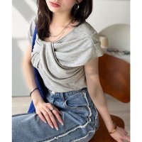 Classical Elf/クラシカルエルフ Classical Elf ”きれいめラフ”にこれ一択♪胸元ツイストリボンデザインTシャツ（半袖）/508291083