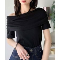 Classical Elf/クラシカルエルフ Classical Elf 視線を奪う、美デコルテ。華奢見えを叶える、絶妙ドレープが◎ タイ付き五分袖オフショルトップス/508291089