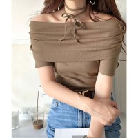 Classical Elf/クラシカルエルフ Classical Elf 視線を奪う、美デコルテ。華奢見えを叶える、絶妙ドレープが◎ タイ付き五分袖オフショルトップス/508291089