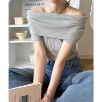 Classical Elf/クラシカルエルフ Classical Elf 視線を奪う、美デコルテ。華奢見えを叶える、絶妙ドレープが◎ タイ付き五分袖オフショルトップス/508291089
