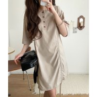 Classical Elf/クラシカルエルフ Classical Elf 《JaVaジャバコラボ》私だけの一枚。前後2wayヘンリーネックドロストチュニックTシャツ(半袖)/508291091