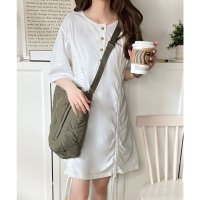 Classical Elf/クラシカルエルフ Classical Elf 《JaVaジャバコラボ》私だけの一枚。前後2wayヘンリーネックドロストチュニックTシャツ(半袖)/508291091