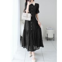Classical Elf/クラシカルエルフ Classical Elf 【mily bilet】おしゃれと高級感の絶妙なバランス。花刺繍ガーゼレトロシャツワンピース/508291099