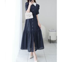 Classical Elf/クラシカルエルフ Classical Elf 【mily bilet】おしゃれと高級感の絶妙なバランス。花刺繍ガーゼレトロシャツワンピース/508291099