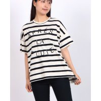 BRODIAEA/ブローディア BRODIAEA 抜き染めボーダー ロゴプリント半袖Tシャツ【日本製】/508291204