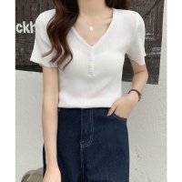 miniministore/ミニミニストア miniministore Vネックリブニットトップス 着やせ 無地/508291356