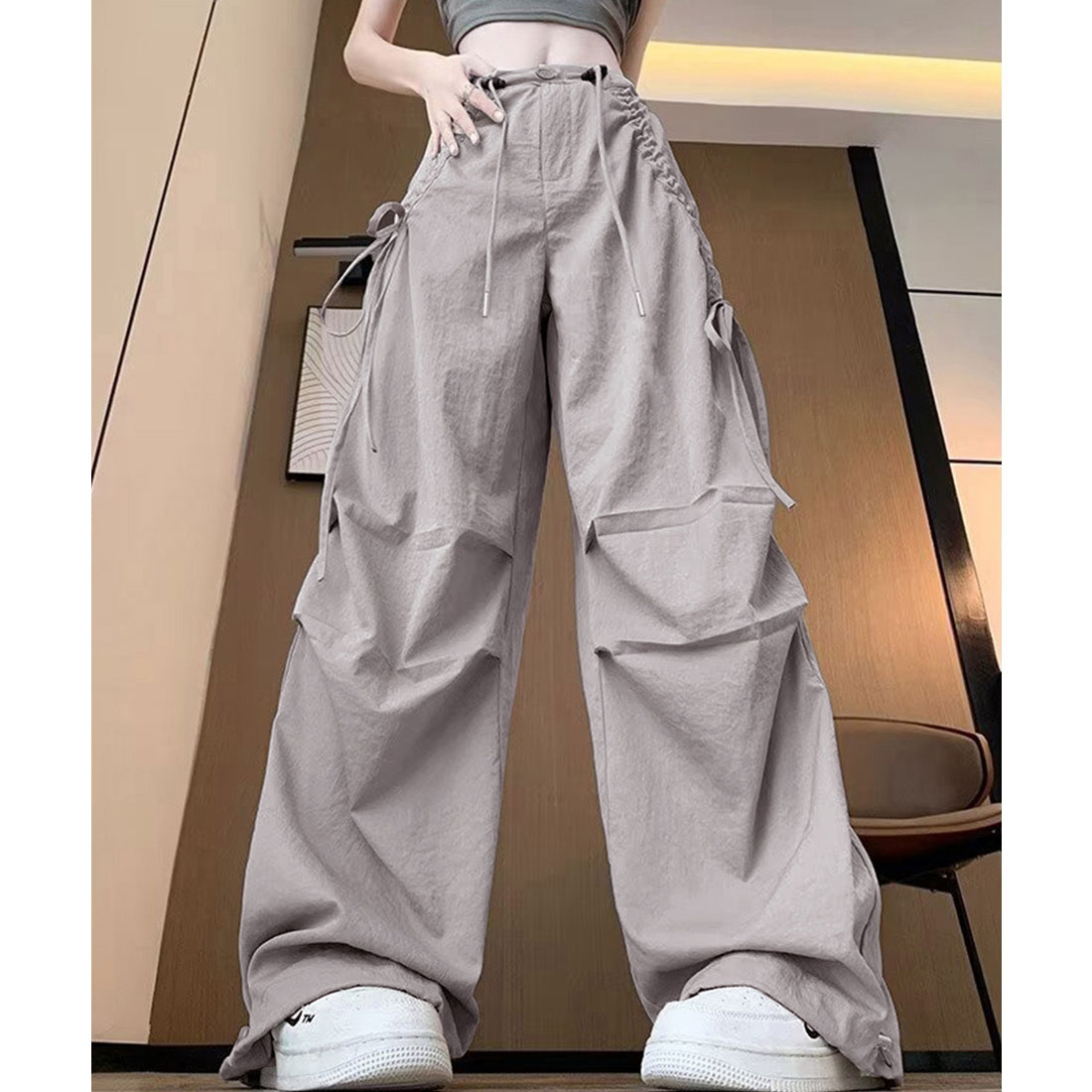 anuans ドビーサテンカーゴパンツ アニュアンス anuans ドビーサテンカーゴパンツ （BLACK） -靴