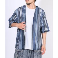 LUXSTYLE/ラグスタイル LUXSTYLE バルファレース半袖カーディガン/バルファレース 半袖カーディガン 夏用 サマーカーディガン メッシュ ストライプ シースルー/508291531