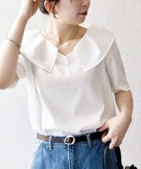 SHIPS any WOMEN/【WEB限定】SHIPS any:〈洗濯機可能〉ラフ サテン フリルカラー ブラウス 25SS/508292732