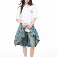 And Kawaii/アンドカワイイ And Kawaii 半袖Tシャツ オーバーサイズ スマイル刺繍 韓国風/508292769