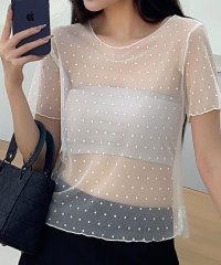 GIRL/ガール GIRL ドットチュールレース半袖シアーブラウス 結婚式 パーティー オケージョン お呼ばれ/508292772