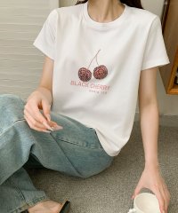 LOWO/ロワ LOWO ビジュー刺繍フルーツモチーフTシャツ カットソー/508292775