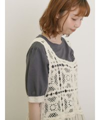 Samansa Mos2/【汗染み防止】袖口レースパフスリーブTシャツ/508293535