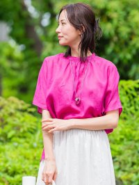 LAUTREAMONT/ロートレアモン LAUTREAMONT 【WEB限定】URBAN LINENギャザーブラウス≪洗濯機で洗える≫/508293807