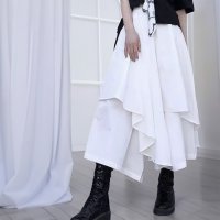 ica/アイカ ica デザイン スカート パンツ 袴パンツ 変形 Aライン フレア モード系 ストリート系 原宿系 アシメ アシメトリー ミモレ ミモレ丈 ロング ロ/508294488