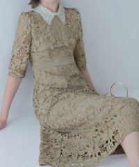 Leja/レジャ Leja 花柄レースビジューカラーAラインドレスワンピース美脚効果結婚式 パーティードレス 成人式 二次会 同窓会 お呼ばれ オケージョン 20代 30/508294507