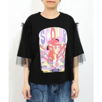 ScoLar/スカラー ScoLar キノコ柄とアニメ風女の子チュール重ねTシャツ/508294568