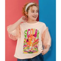 ScoLar/スカラー ScoLar キノコ柄とアニメ風女の子チュール重ねTシャツ/508294568