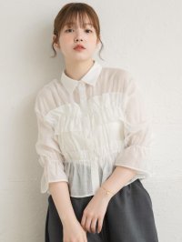 RETRO GIRL/レトロガール RETRO GIRL フリルギャザーシアーシャツ/508294834