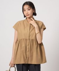 green label relaxing/スタンドネック ペプラム フレンチスリーブ ブラウス/508285048