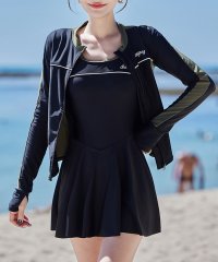 TeddyShop/テディショップ Teddyshop レディース水着 長袖ロゴラッシュガード+スポーツワンピ風オールインワン水着 2点セット [大きいサイズ有]【返品不可商品】/508293933