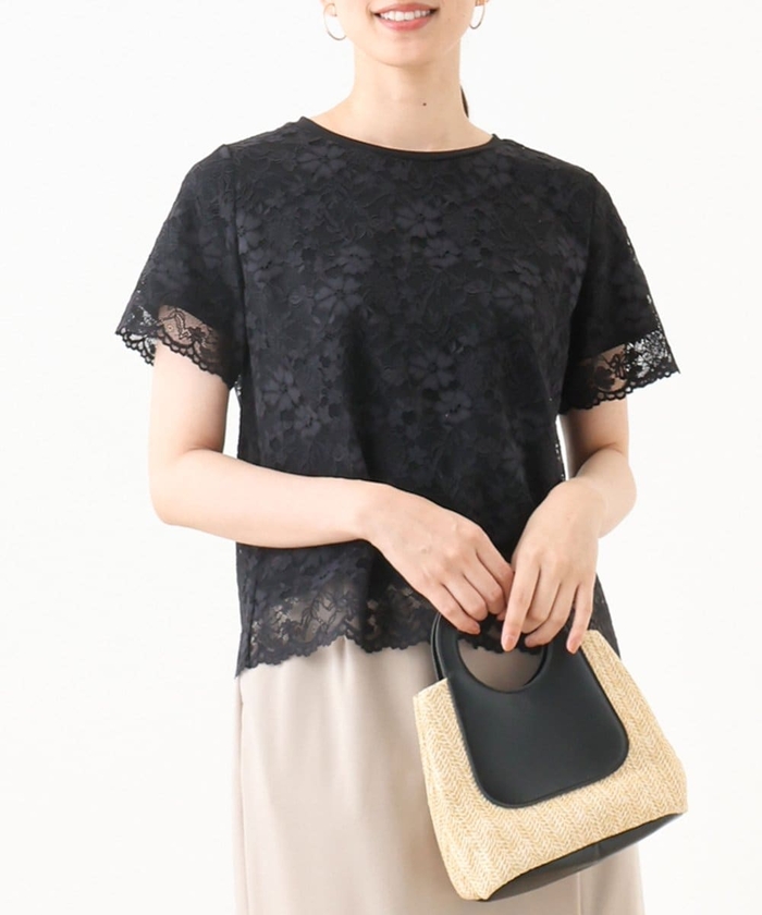 スカラップレースTシャツ/接触冷感/洗える/WEB限定サイズあり スカラップレースTシャツ/接触冷感/洗える/WEB限定サイズあり