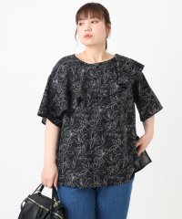 eur3/【大きいサイズ】フリルカラーフラワープリントブラウス/508295552