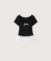 LA POMME petit/ラポミ プチ LA POMME petit Flare Frill Ribbon Top/508295727