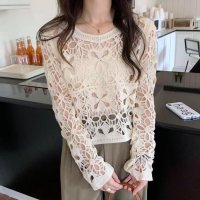 maison de LATIR/メゾンドラティール maison de LATIR 美しいクロシェ編み長袖クルーネックトップス/508296364