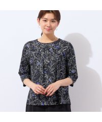 LOBJIE/【洗える・日本製】ラインフラワーTシャツ/508297673