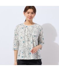 LOBJIE/【洗える・日本製】ラインフラワーTシャツ/508297673